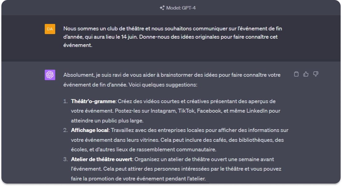 idees chat gpt association