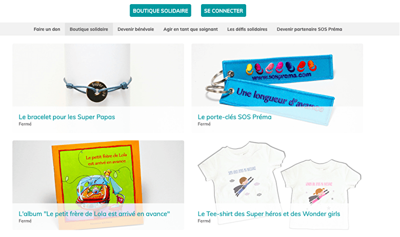 assoconnect association boutique en ligne sos prema