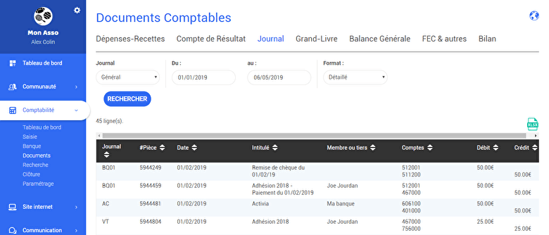journal comptable association assoconnect