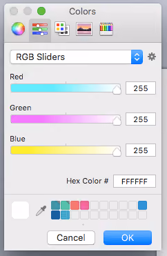 exemple de couleur blanc en RGB avec code hexa