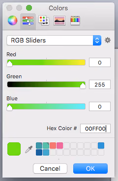 exemple de vert en RGB avec code hexa