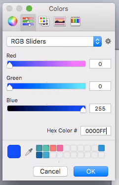 exemple de bleu en RGB avec code hexa