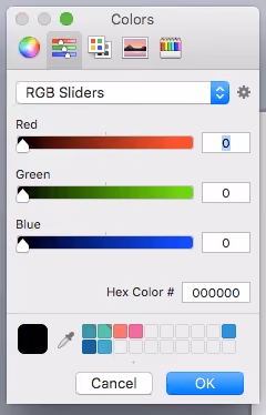 exemple de couleur noir en RGB avec code hexa