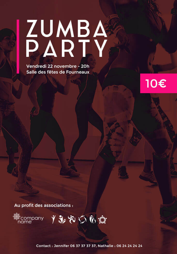 exemple d'une belle affiche pour association de zumba