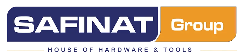 Safinat Group logo with a blue background for 'SAFINAT' and an orange background for 'Group', with text below reading 'House of Hardware & Tools'.