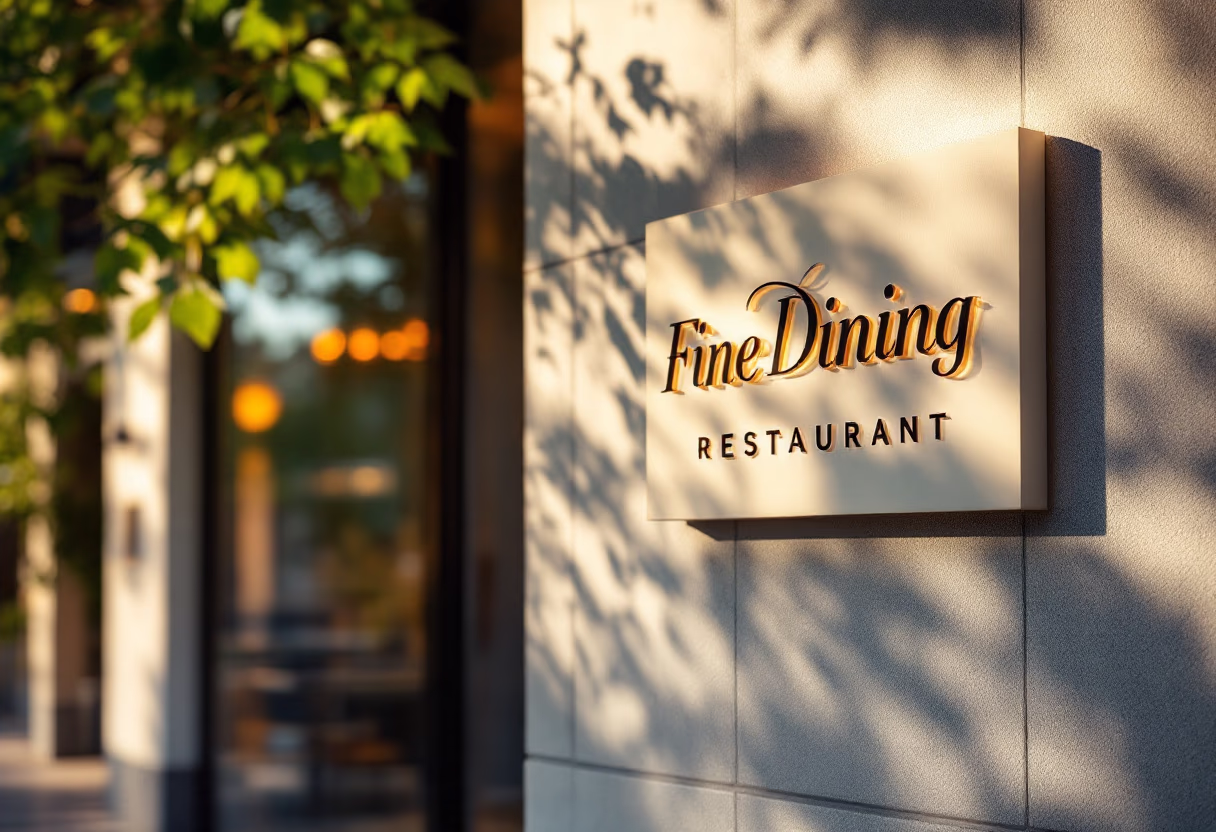 [background image] image of entrance sign (for a fine dining restaurant)