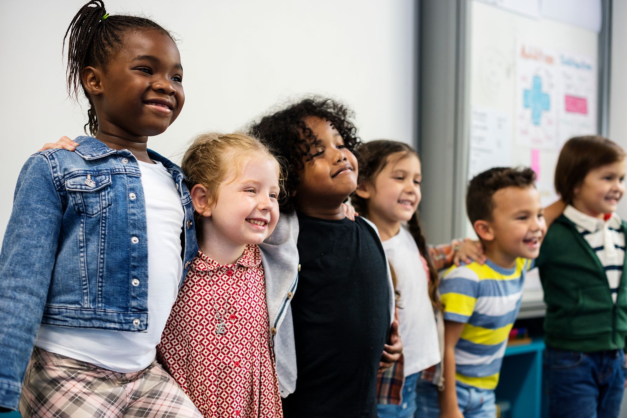 Elementary kids in class at Young Leaders Academy in Brussels