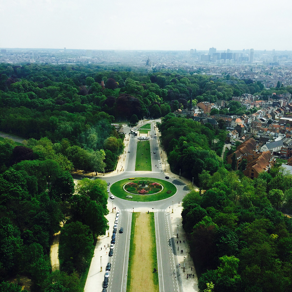 Aerial shot of street in Brussels