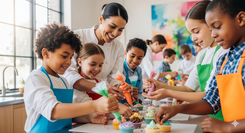 Cooking class with kids at Young Leaders Academy in Brussels