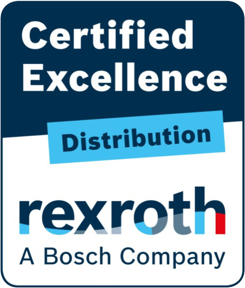 Certificaat voor gecertificeerde uitmuntendheid in distributie van Rexroth, een Bosch-bedrijf.
