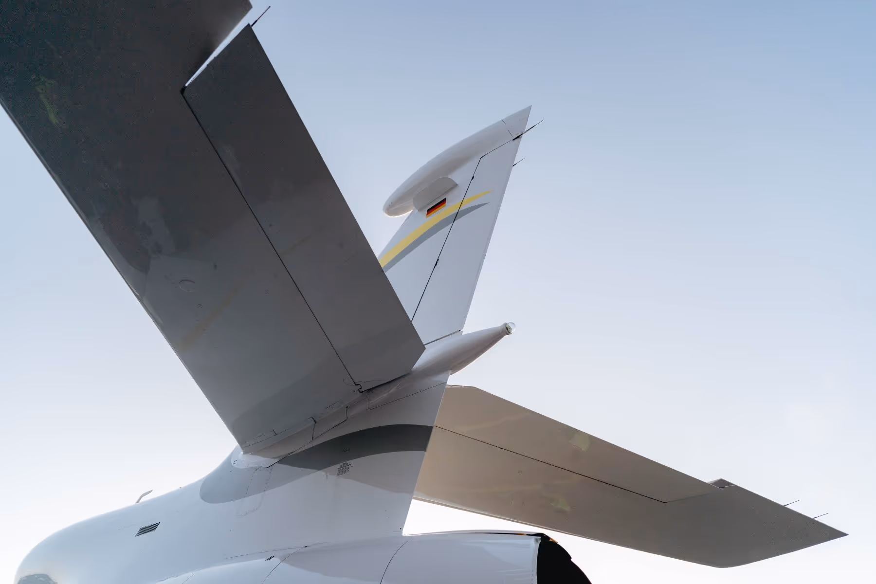 Back View of a private jet on a landing field