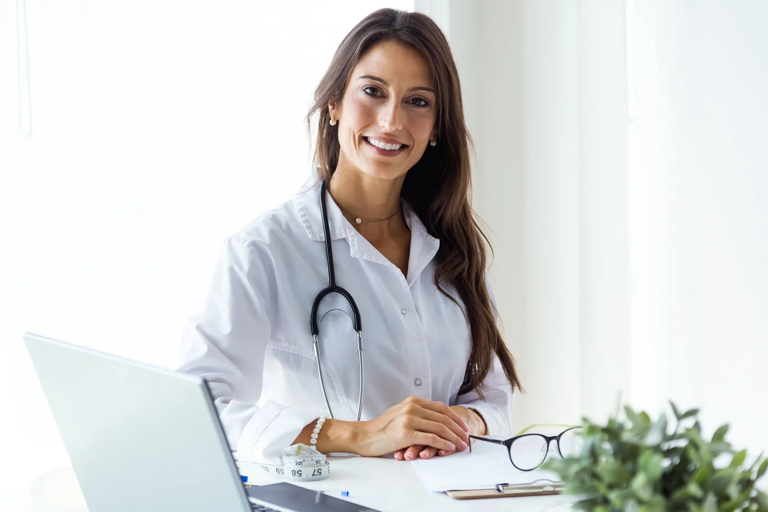 Woman doctor on her office