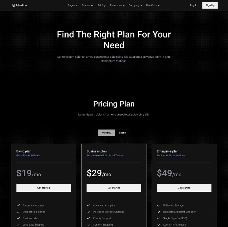 Mention - Webflow HTML website template