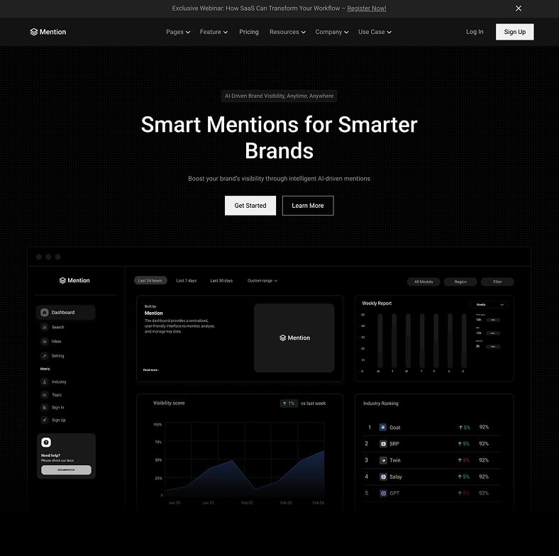Mention - Webflow HTML website template