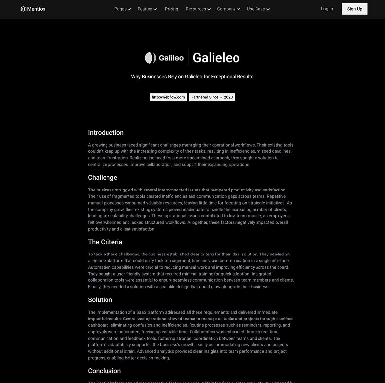 Mention - Webflow HTML website template