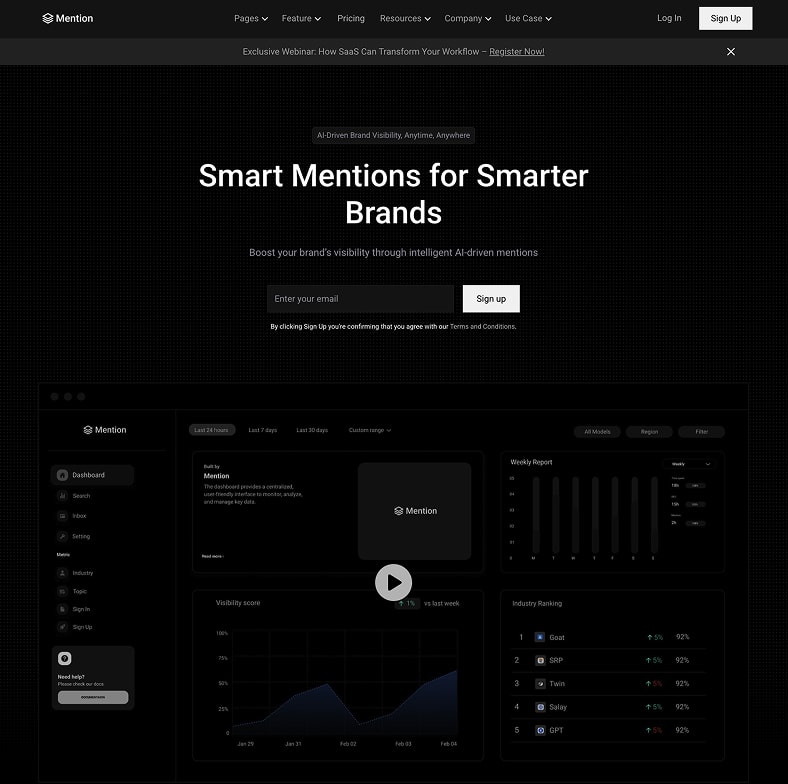Mention - Webflow HTML website template
