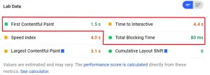 TBB Pagespeed insights