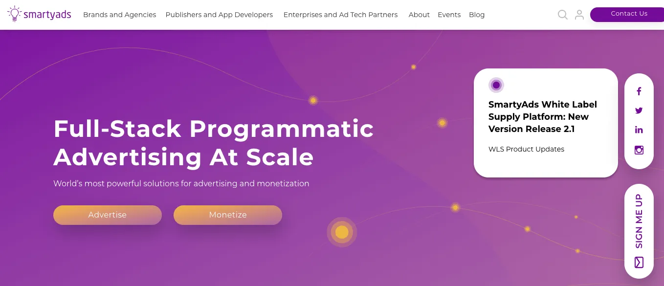 SmartyAds homepage: Full-Stack Programmatic Advertising At Scale