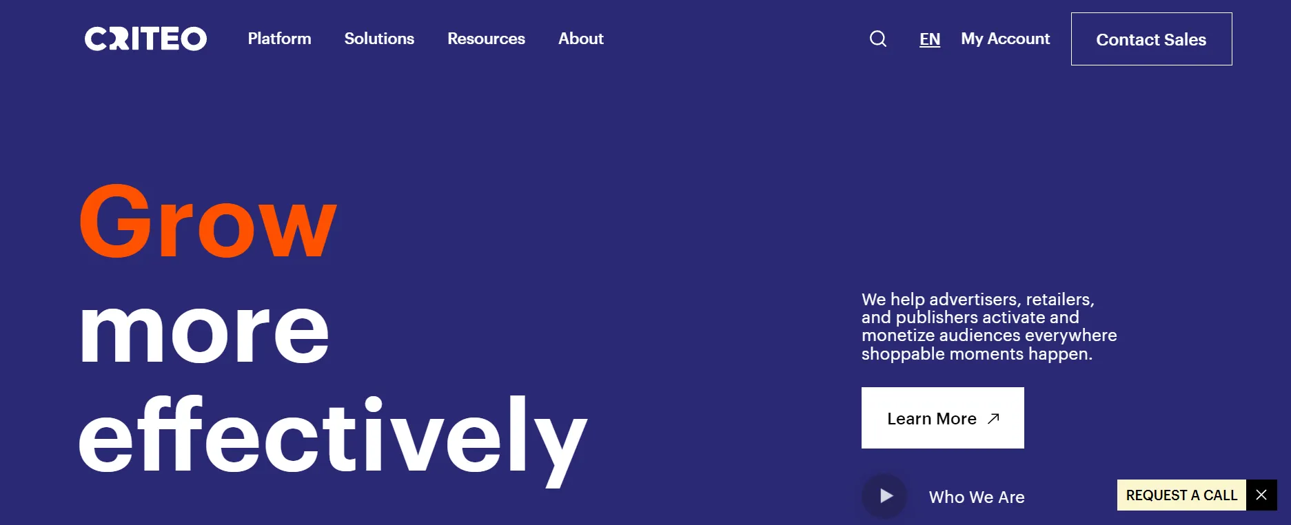 Criteo homepage: Advertise more effectively
