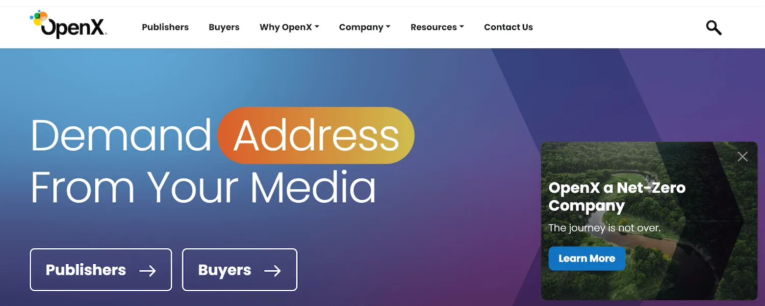 OpenX homepage: Demand Address From Your Media