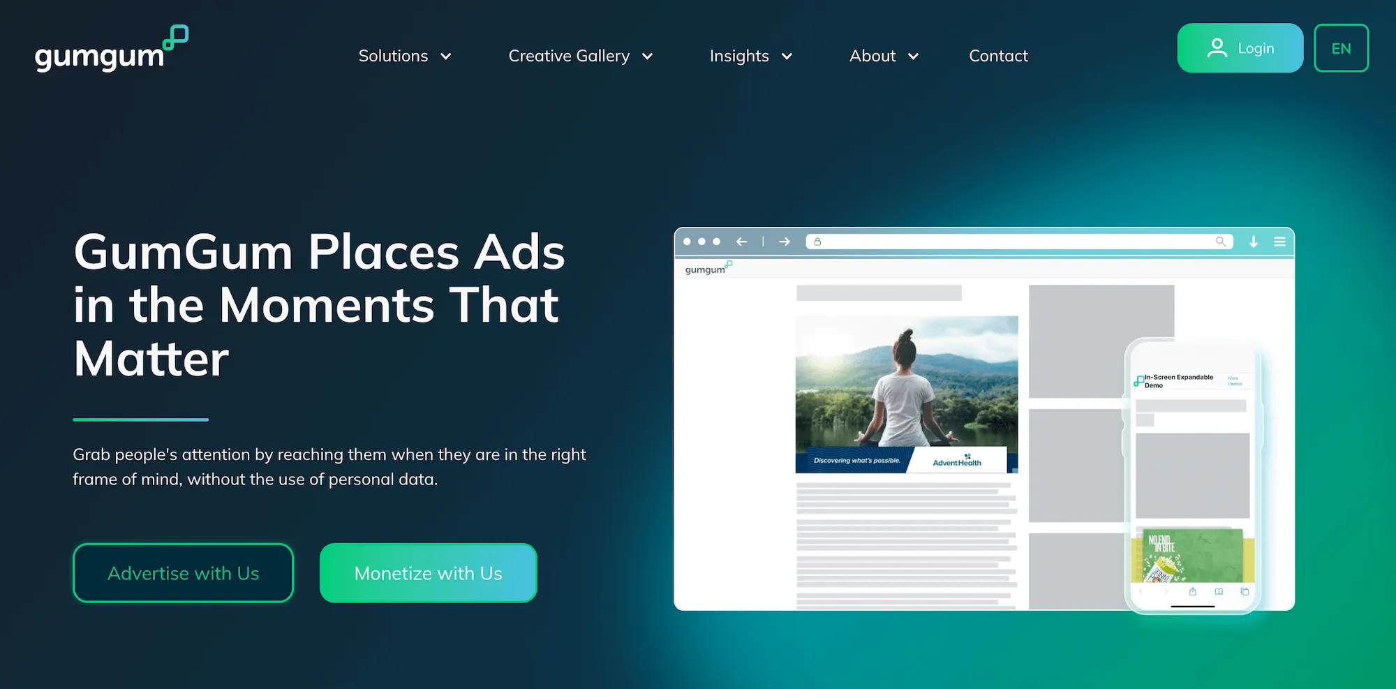GumGum homepage: GumGum Places Ads in the Moments That Matter