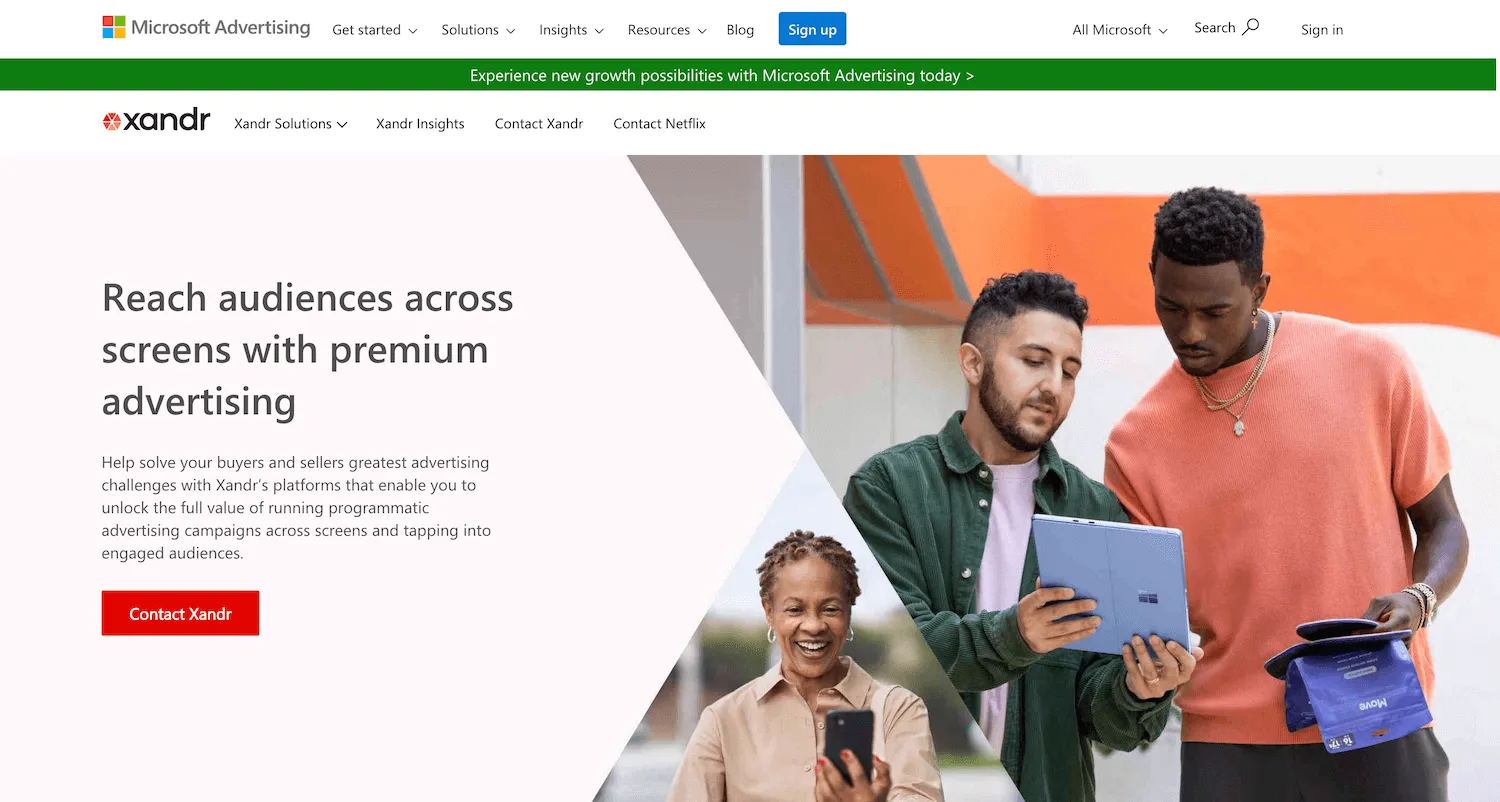 Xandr homepage: Reach audiences across screens with premium advertising