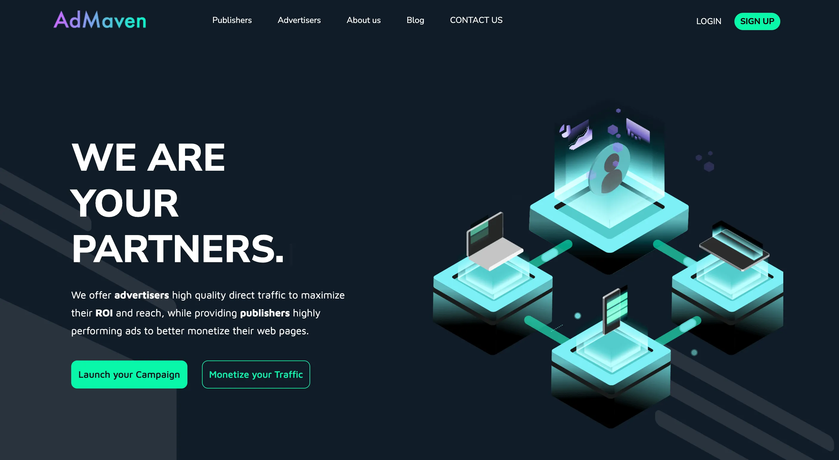 AdMaven homepage: We are your partners