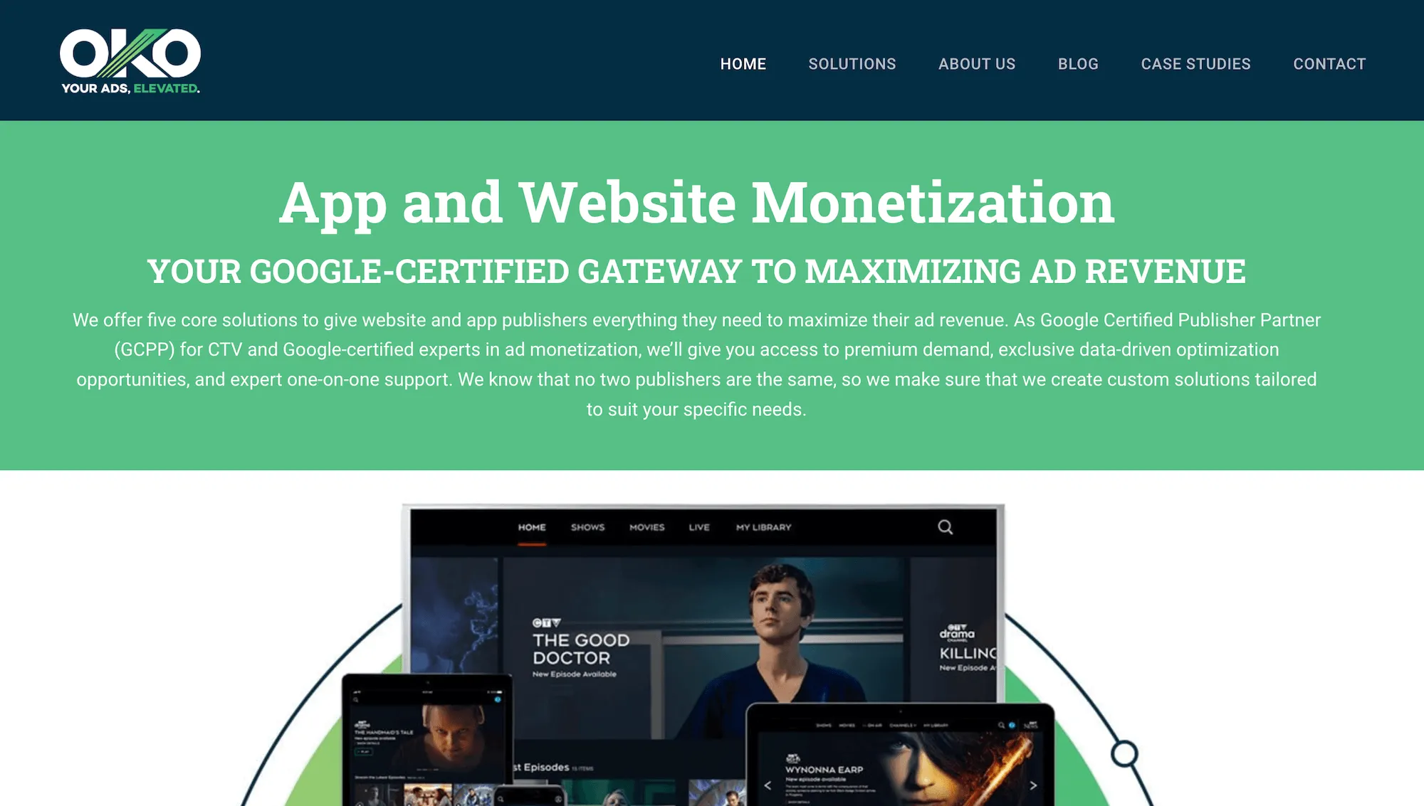 OKO Digital homepage: App and Website Monetization
