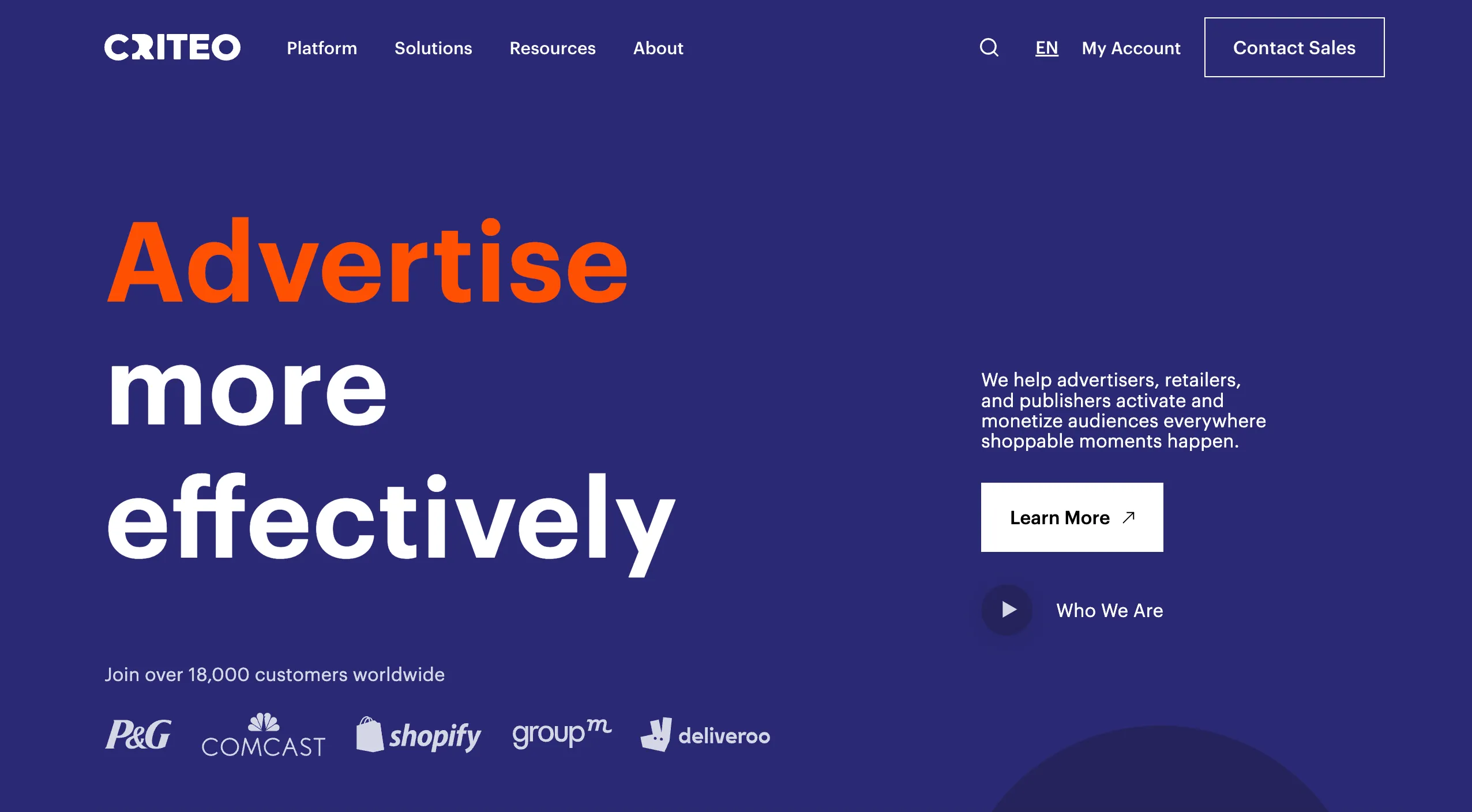Criteo homepage: Advertise, Grow, and Monetize more effectively