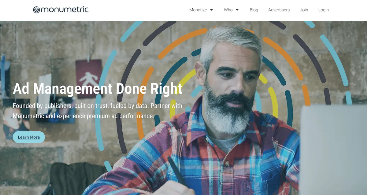 Monumetric homepage: Ad Management Done Right