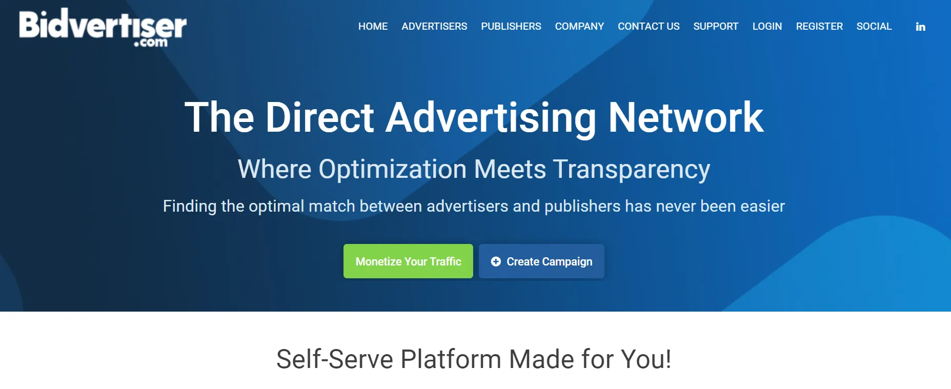 Bidvertiser homepage