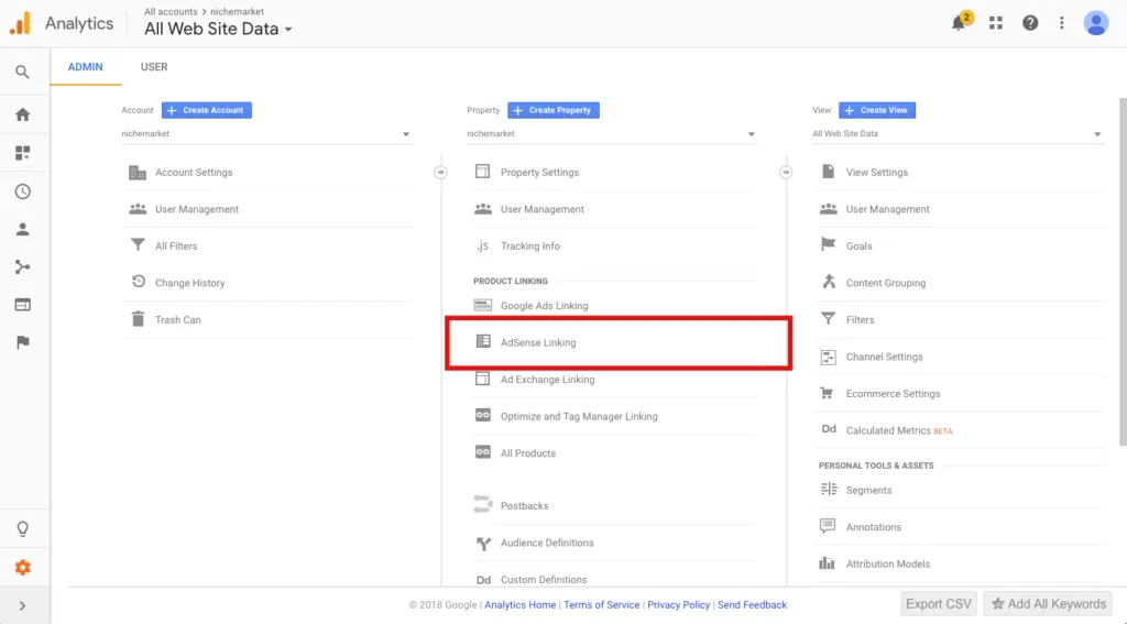 adsense with google analytics link