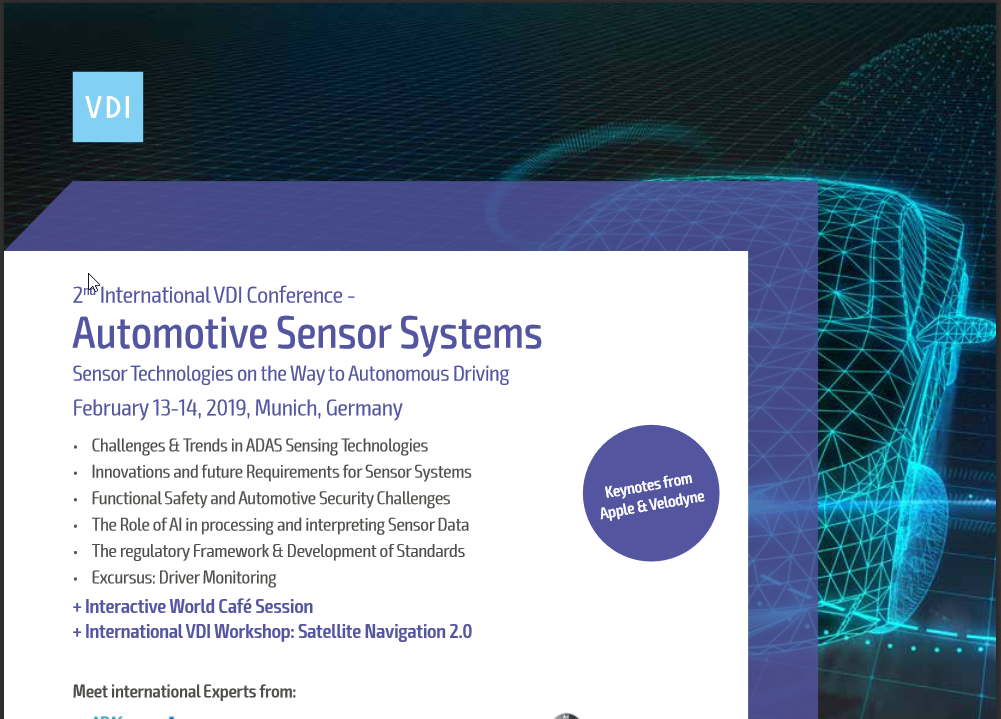 2nd International VDI Conference on Automotive Sensor Systems