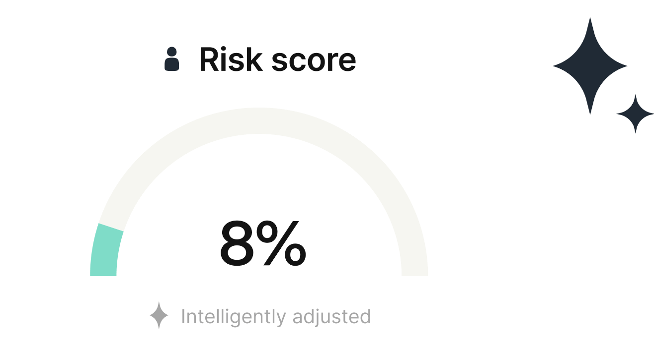 An interface showing an end user risk score for pay by bank