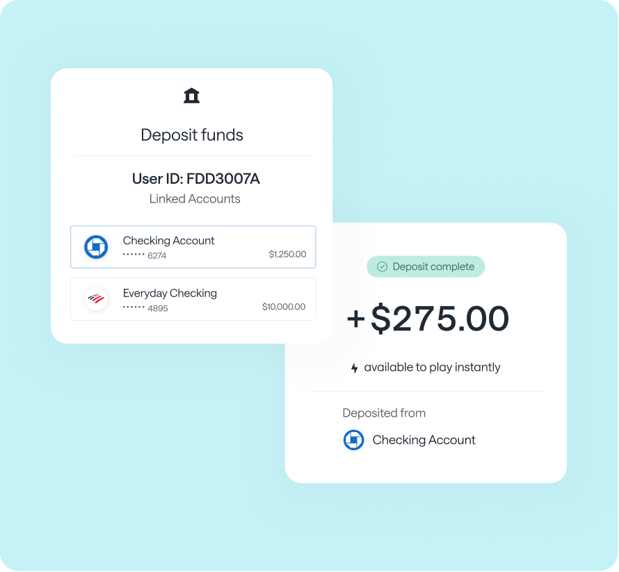 $275.00 deposit from a linked checking account, available to use instantly.