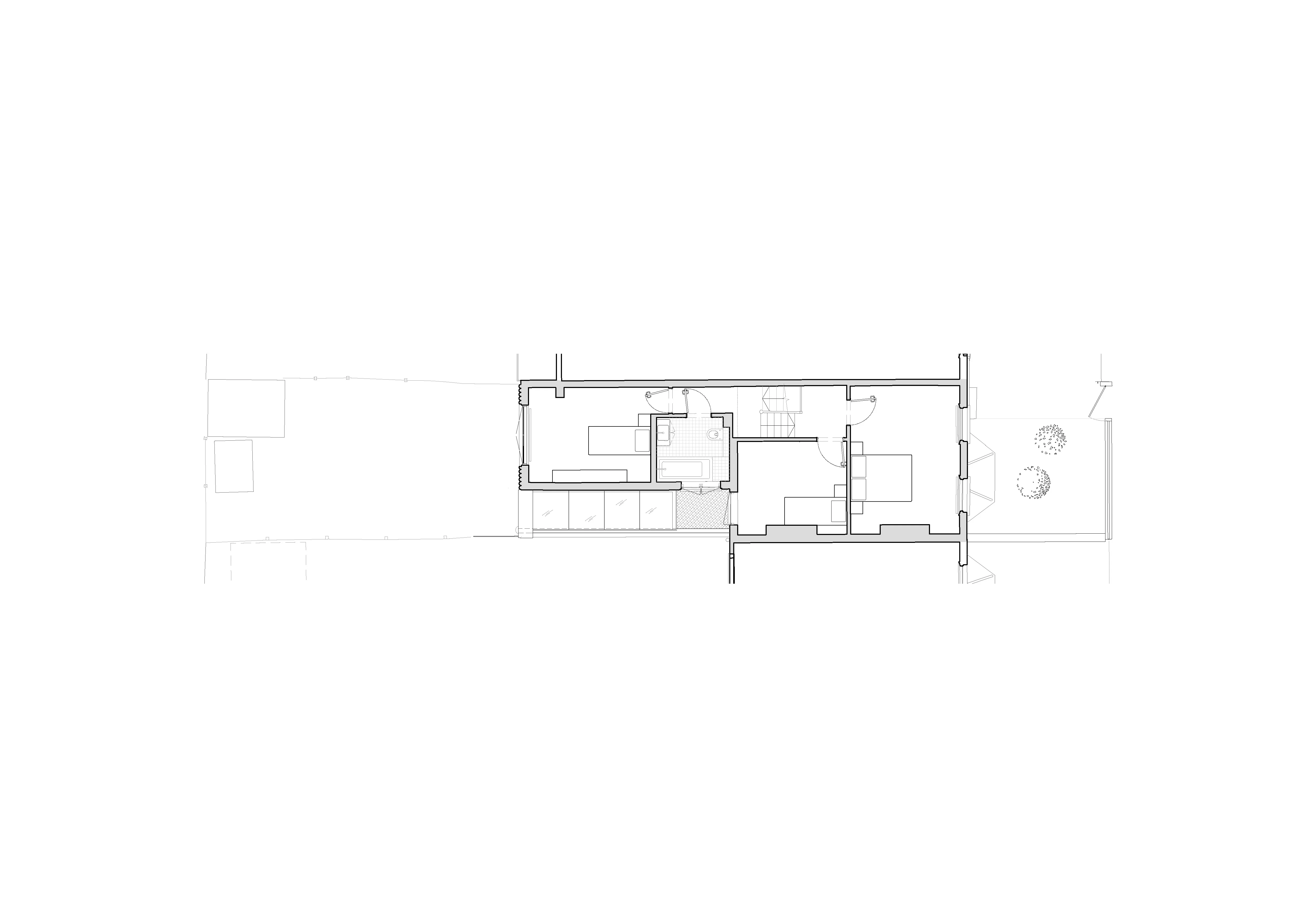 First floor plan of Beacon House. By Office S&M, RIBA Chartered Architectural Practice in London.