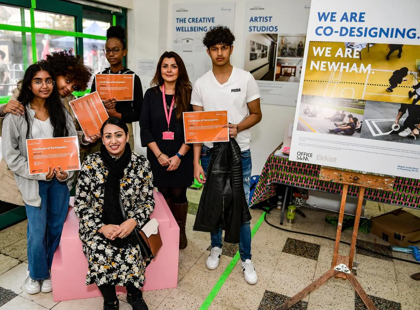 Photo of the participants that took part in the co-design exercise for the project. By Office S&M, RIBA Chartered Architectural Practice in London.