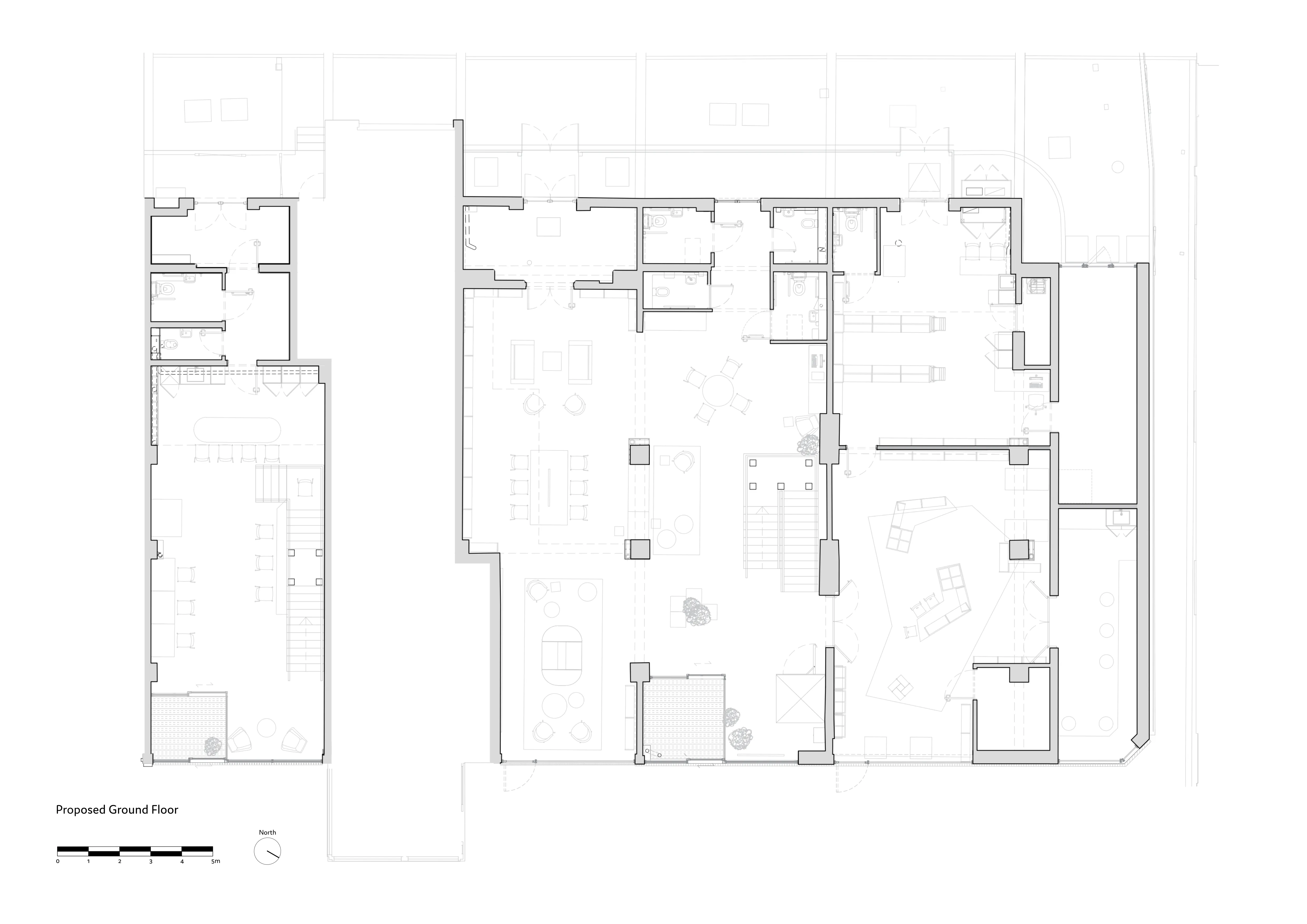 Proposed Ground Floor Plan. By Office S&M, RIBA Chartered Architectural Practice in London.