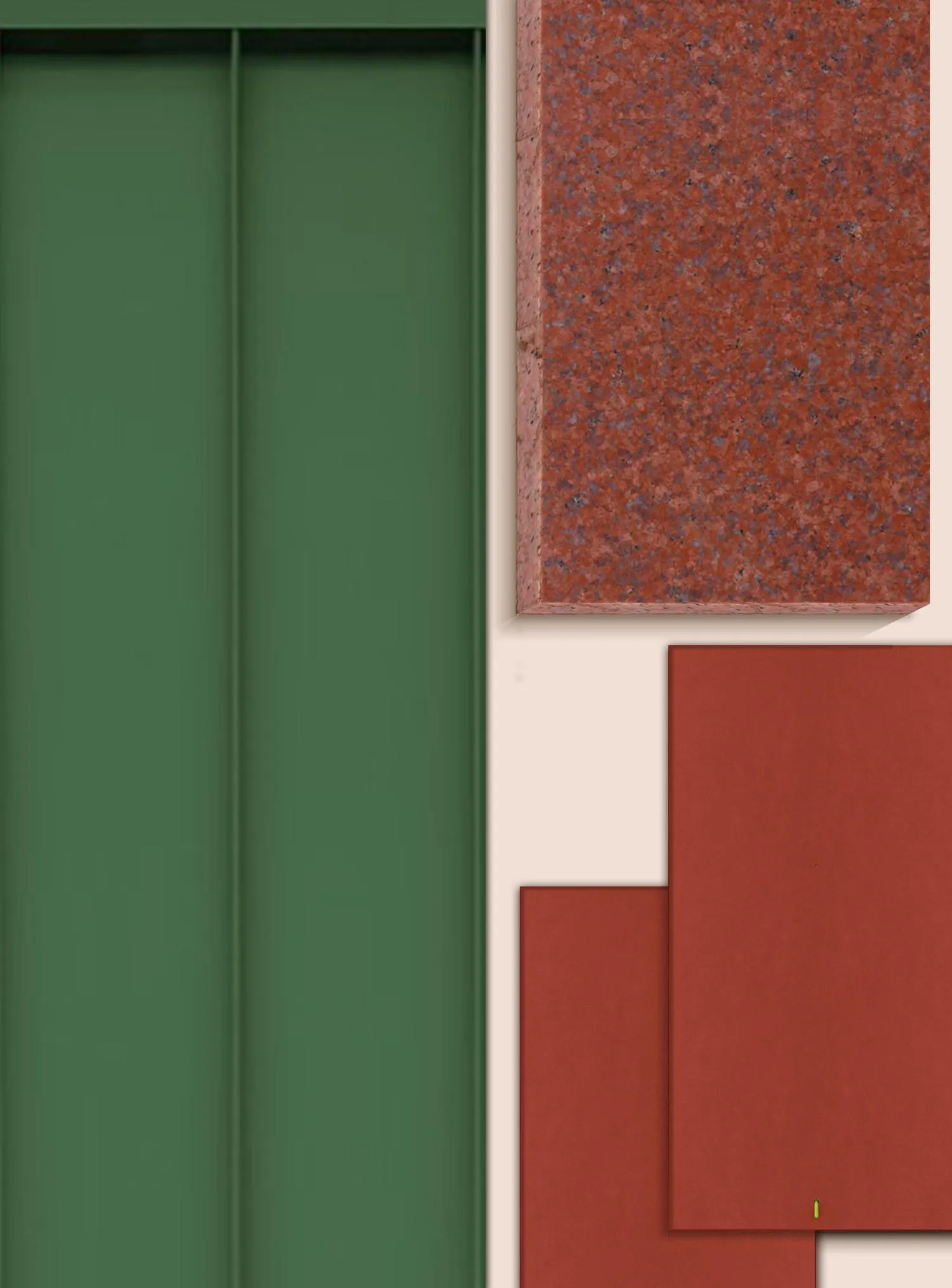 Photo of the sample materials used for the project. By Office S&M, RIBA Chartered Architectural Practice in London.