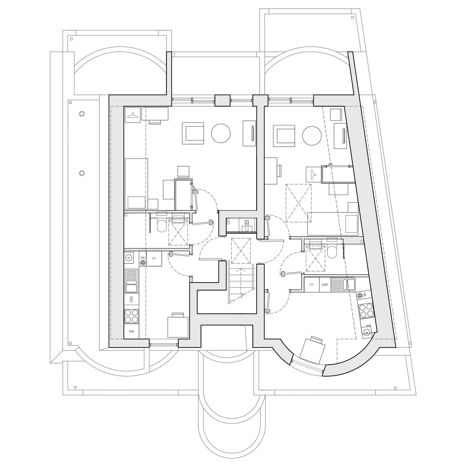 Third floor plan of Chipstead Way. By Office S&M, RIBA Chartered Architectural Practice in London.