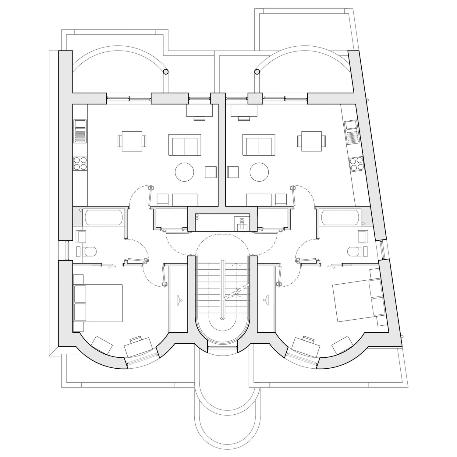 Second floor plan of Chipstead Way. By Office S&M, RIBA Chartered Architectural Practice in London.