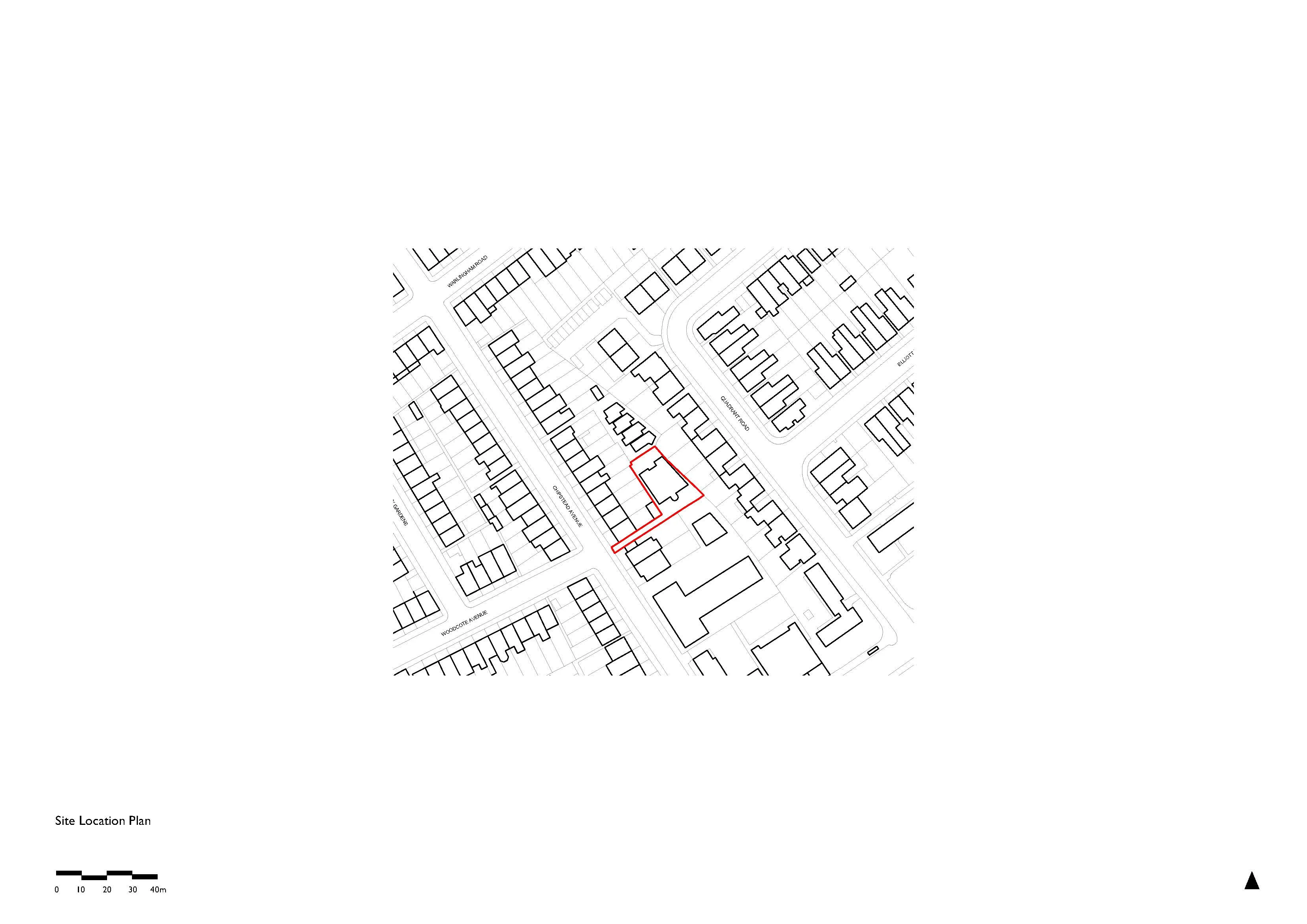Site plan of Chipstead Way. By Office S&M, RIBA Chartered Architectural Practice in London.