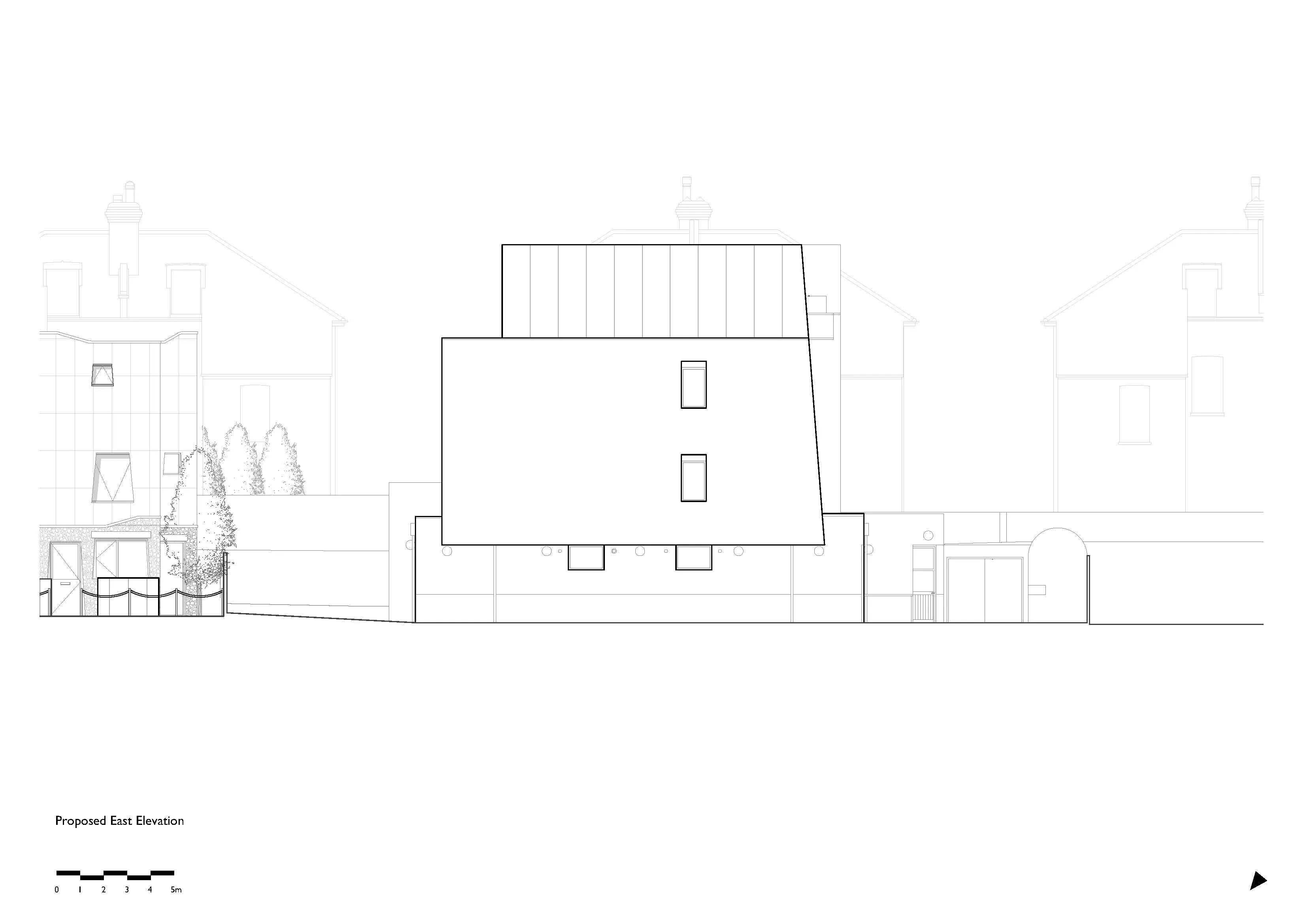 East elevation of Chipstead Way. By Office S&M, RIBA Chartered Architectural Practice in London.