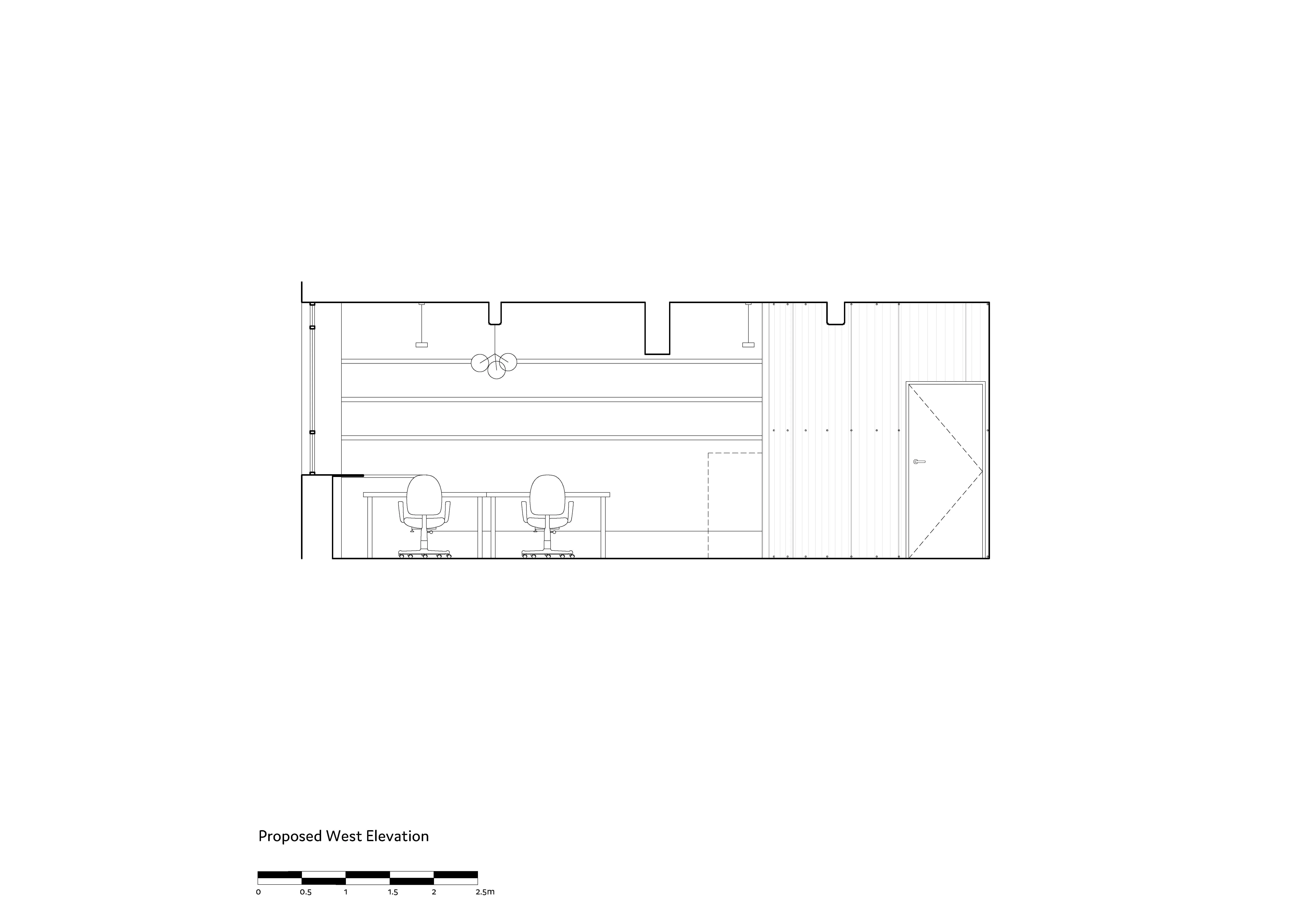 West section of Bootstrap Workspace.By Office S&M, RIBA Chartered Architectural Practice in London.