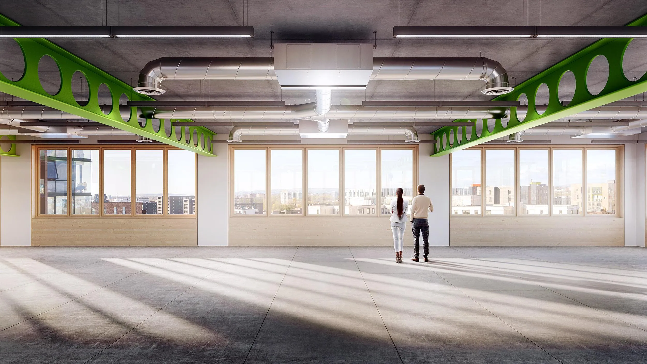 Internal perspective of the proposal, showing an empty floor plate. By Office S&M, RIBA Chartered Architectural Practice in London.