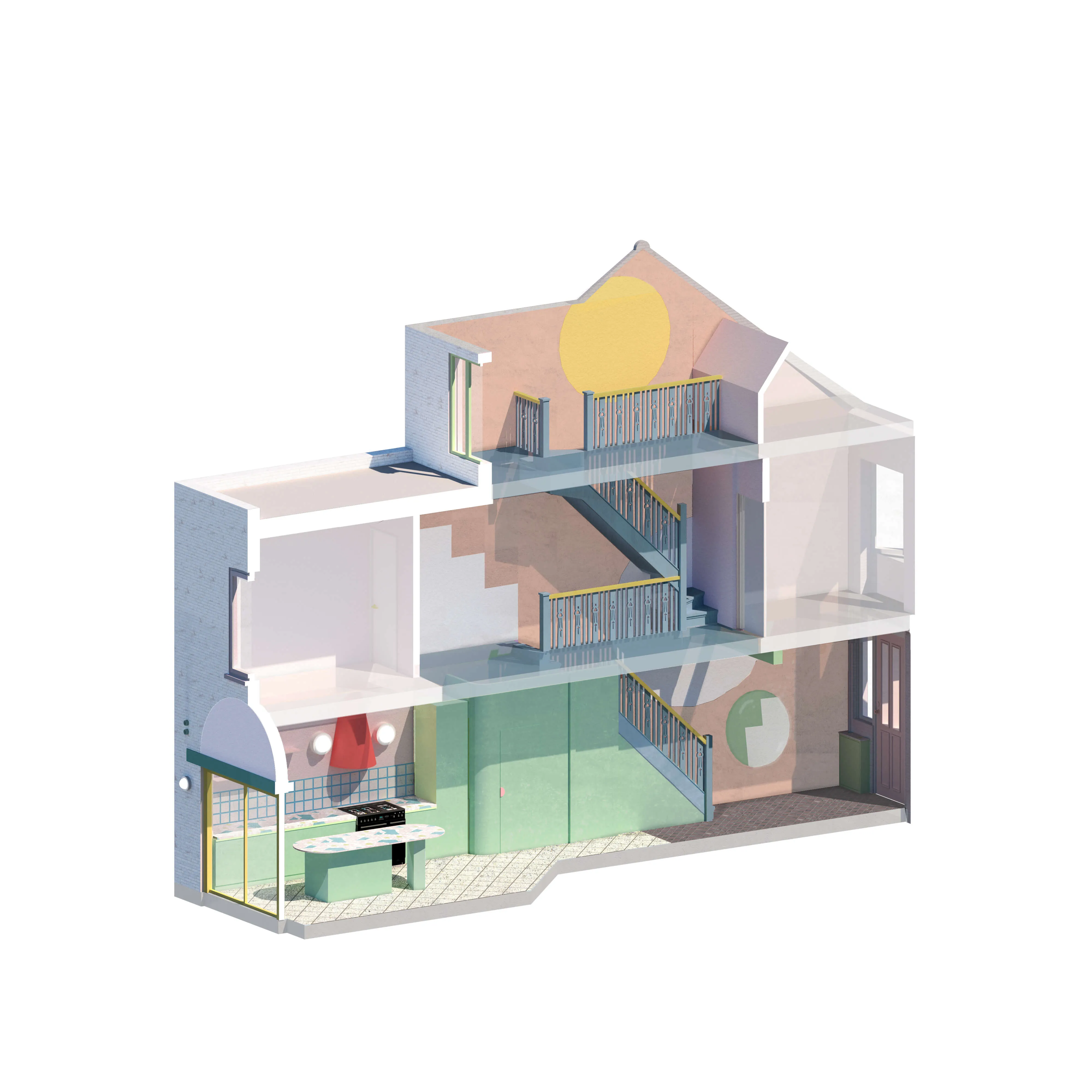 Axonometric Section through the Proposal. By Office S&M, RIBA Chartered Architectural Practice in London.