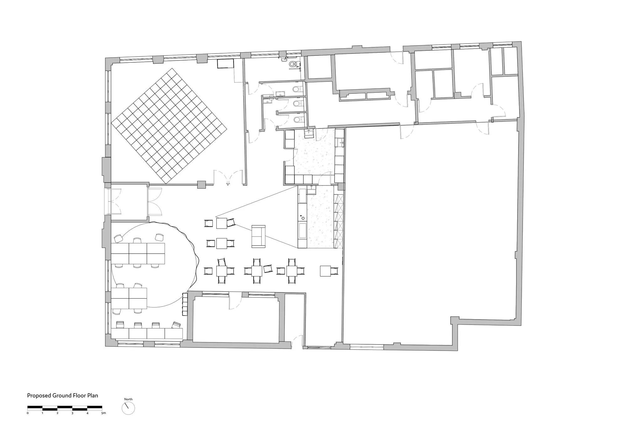 Proposed Ground Floor. By Office S&M, RIBA Chartered Architectural Practice in London.