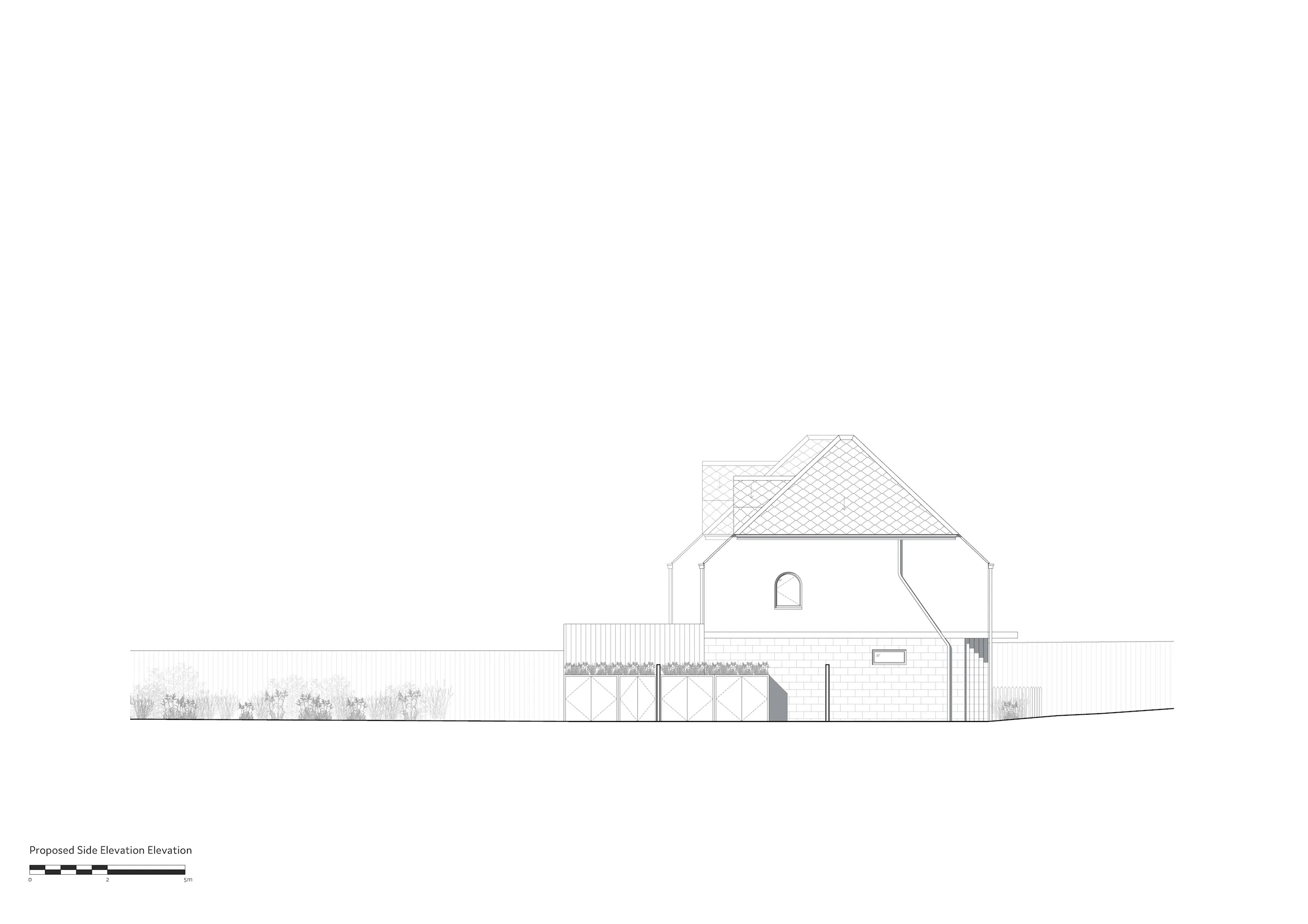 Proposed Side Elevation. By Office S&M, RIBA Chartered Architectural Practice in London.
