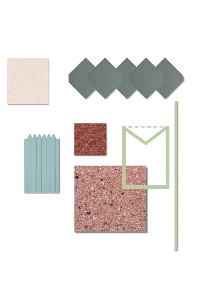 Material Palette of the Proposal. By Office S&M, RIBA Chartered Architectural Practice in London.