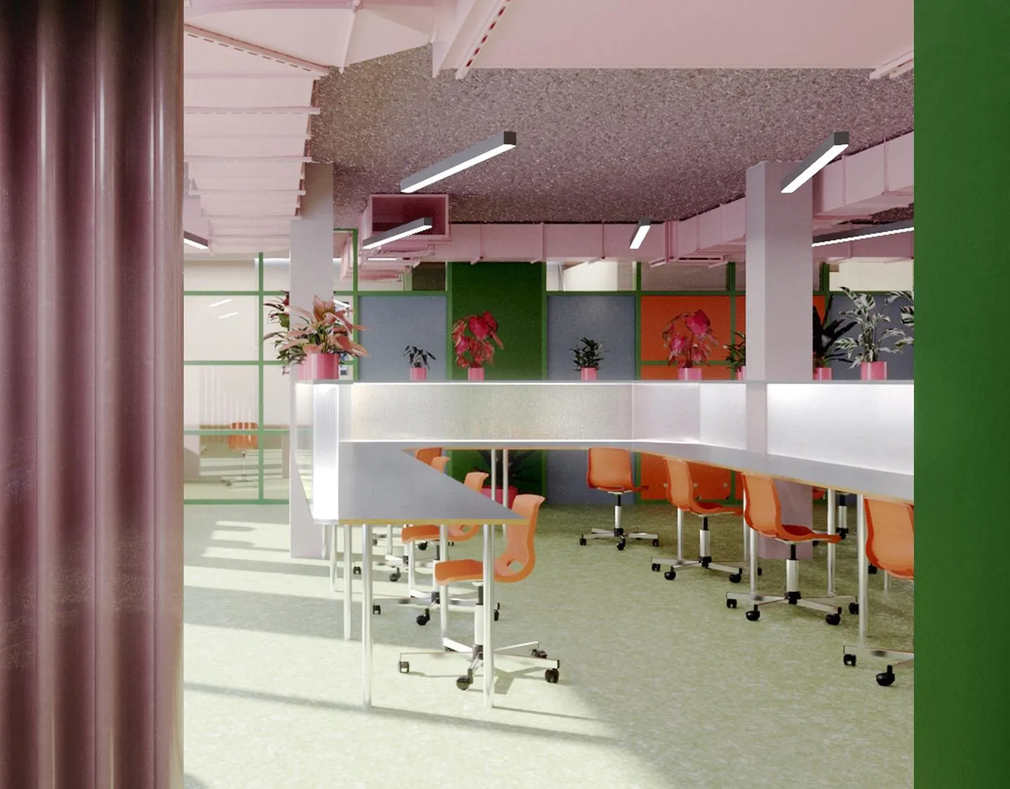 Internal visual of the working space. By Office S&M, RIBA Chartered Architectural Practice in London.